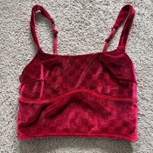 Red Velvet Checkered Cami Crop Top – Small